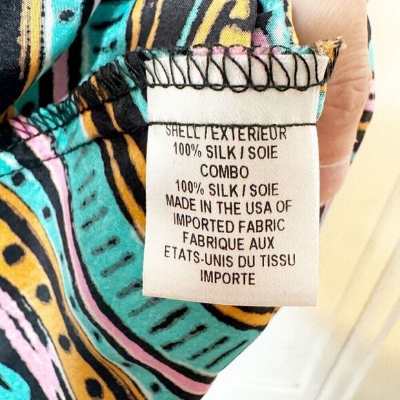 Milly Cabana Women’s Mini Dress Size S Multi Swimsuit Cover Up V-Neck Silk $230 - Picture 5 of 6